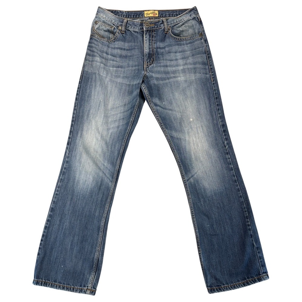 Wrangler 20X Jeans Men 34x32 Style 42 Vintage Bootcut Distressed Cowboy Y2K Blue